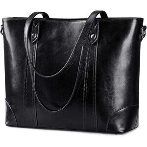 S-zone Women's Black Office 15.6 Inch Designer Cross Body Shoulder Handbag